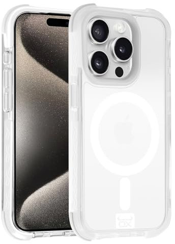 OX Armour Case for iPhone 15 Pro - Shockproof Military Grade 3M Drop Protection Reinforced Corner Anti Scratch Cover Screen & Camera Lens Protector - Compatible with MagSafe - Mist White