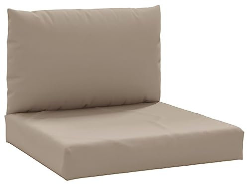 vidaXL Cojines para Palets 2 uds, Almohadas de Asiento Respaldo, Almohadillas de Silla Sofá, Decoraciones para Jardín, Tela Oxford Gris Taupe