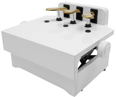 Klavier Pedal Extender Bank aus Holz und Metall mit 3 Pedale, Höhenverstellbar Klavier Pedalverlängerung (14-21 CM), Piano Pedal Extender Klavier Lehren Hilfe Zubehörteil (Weiß)