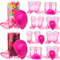 YumSur Mini Cowboy Boot Shot Glasses 32PCS,1oz Plastic Western Cowboy Beer Mugs16pcs with 16PCS Cute Western Hat,Reusable Cowboy Cowgirl Party Decorations Supplies for Birthday,Theme Party (Pink)
