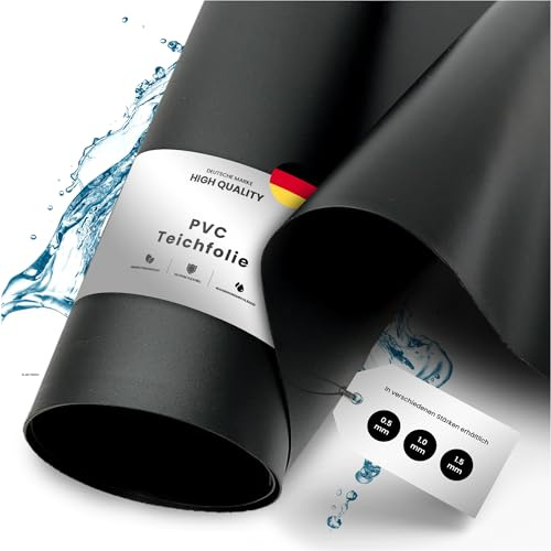 TeichVision - Premium PVC Teichfolie schwarz - Stärke 1,5 mm - 4 m x 4 m/PVC Folie schwarz auch geeignet als Hochbeet Folie wasserdicht
