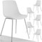 tectake® 6er Set Esszimmerstühle, modernes Design, Kunststoff Stühle mit schlanken Stahlbeinen, ergonomische Küchenstühle mit rutschfesten Kappen, bequemer Bürostuhl, leichte Reinigung - weiß/Chrom
