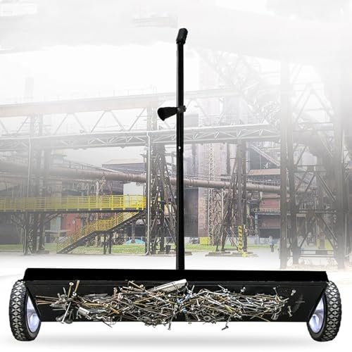 Rolling Magnetic Sweeper, Magnetic Force 1500 Gauss, Push-Type Magnetic Pick Up Sweeper with Wheels, Manual Degaussing, 25 In Large Magnet Pickup Lawn Sweeper, Easy Cleanup Of Workshop Garage Yard