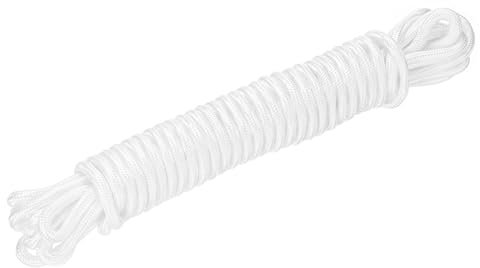sourcing map Corde tressée en polypropylène de 15 m, pour intérieur et extérieur, camping, corde à linge blanche
