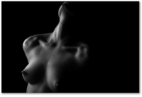 Postereck - 2805 - Sexy Frau, Erotik Brust Piercing Akt Körper Nackt - Erotisch Sexy Nackt Wandposter Fotoposter Bilder Wandbild Wandbilder - Leinwand - 40,0 cm x 30,0 cm