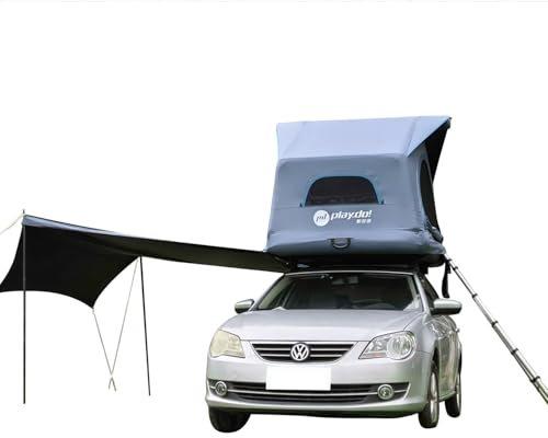 BOOMLATU Inflatable Rooftop Tent - 3 Man Easy Set-up Four Season Waterproof and Sun Resitant Camping Dome Car Roof Top Tent with 90° Awning - Usable on water - Suitable for SUV Truck and Jeep
