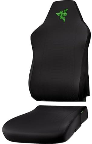 Razer Gaming Chair Sleeves - Designt Iskur V2 X - robust und komplett waschbar - Schutz vor Schmutz und Flecken (2-teilige Design Bezüge für Rückenlehne & Sitzfläche) Schwarz