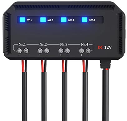 ALLWSLucky 12v KFZ Sicherungskasten mit Relais, Sicherungskasten im Auto mit LED-Warnanzeige 4 Fach Sicherungshalter für Motorrad, LKW, Scheinwerfer, Navigation, Marine, SUV, Autoladegerät
