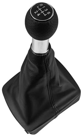 Gear Knob Auto Schaltknauf Für VW Für Polo 9N 9N2 Für GTI 2002 2003 2004 2005 2006 2007 2008 2009 Schaltknauf Hebel Shifter PU Leder Gaitor Boot Kopf(5 Speed B0273)