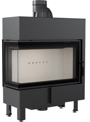 Kamineinsatz aus Stahl Lucy Slim Links 10 kW Ø 160 mit Türfeder