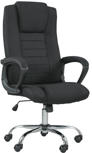 Vinsetto Office Chair, Linen-look Fabric Swivel Computer Desk Chair with Adjustable Height and Tilt Function for Home Study Bedroom, Black