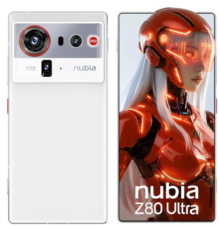 nubia Z80 Ultra 5G Android Libero, Snapdragon 8 Gen 5, Tripla Fotocamera IA 50 MP, Ricarica Wireless 80W, Schermo Intero AMOLED 6,8 144Hz, Smartphone da Gaming(bianco, 16+512G)