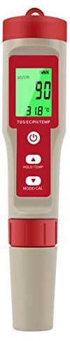 Wasserzähler 4 in 1 Hintergrundbeleuchtung Digital Monitor Detecter EC Temperatur Tester für Trinkaquarien Testmessgerät Elektrisch zum Trinken von Aquarien Schwimmbad