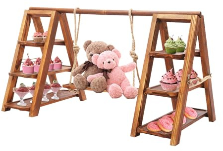 PromiseFly Cupcake Ständer, Höhenverstellbare Dessertständer aus Holz mit 3 Etagen Abnehmbaren Tortenständer Multifunktional Kuchenständer für Hochzeiten, Jubiläen Belastbarkeit 6kg