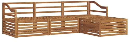 vidaXL Outdoor-Sofagarnitur 4 pcs Natur Massivholz Akazie, Gartenlounge-Set, modernes Ecksofa für draußen, langlebige Möbel für Bequeme Terrassenplätze