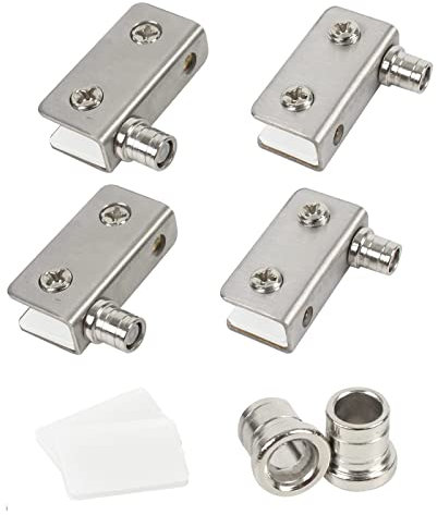 TamBee Glastür-Scharnier, klein, Duschtür, Schwenkscharnier, Edelstahl, rostbeständig, für Schwingtüren, Medizinschrank, Befestigung von Schranktüren (für 4–6 mm dickes Glas) (2 Paar)
