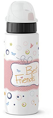 Emsa 518367 Trinkflasche Drink2Go Light Steel | 0,6 L | Edelstahl | Auto-Close Verschluss | 100% auslaufsicher & spülmaschinenfest | Robust & federleicht | Best Friends