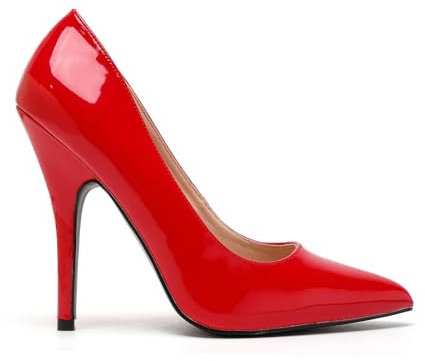 Gizelle Women Stiletto High Heel Pointed Pumps Ladies Party Clubbing Work Court Shoes Size 3-12 (7 UK, Red Patent)