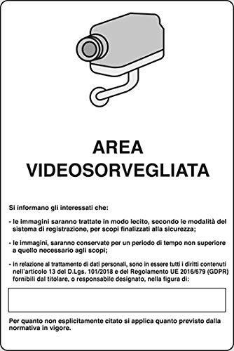 CARTELLO ALL. 50X35 AREA VIDEOSORVEGLIATA ART. 13 - GDPR