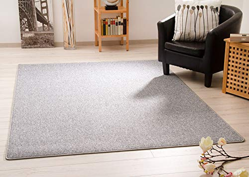 Steffensmeier Teppich Meddon XL | Robuste Schlinge für Esszimmer Küche Flur Hobbyraum Büro in Silbergrau, GUT Siegel, Größe: 100x200 cm