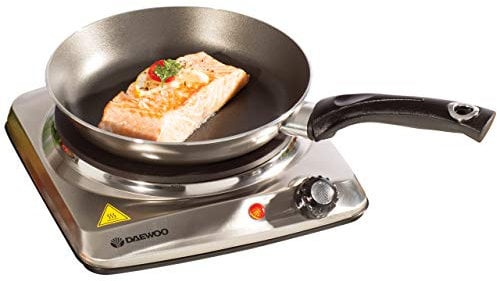 Daewoo Single Hot Plate Electric Hob – 1500W Portable Hob with Solid Heating Ring, Ideal for Students, Caravans, Camping, Holiday Homes & Small Kitchens