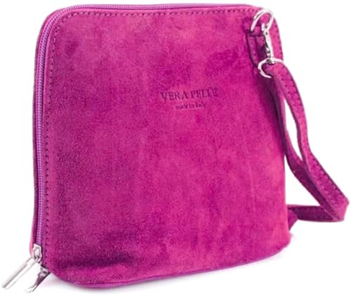 LeahWard Women's Suede Leather Cross Body Bags Small Quality Shoulder Handbags Party J11 (Fuchsia)
