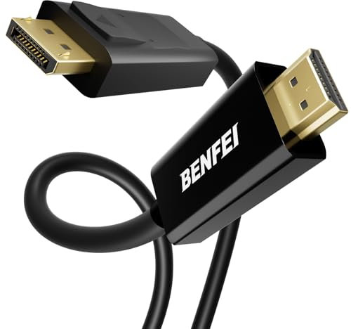 BENFEI Câble DisplayPort vers HDMI, Adaptateur 0,9 m DisplayPort vers HDMI mâle vers mâle Cordon plaqué Or pour Lenovo, HP, ASUS, Dell et Autres Marques