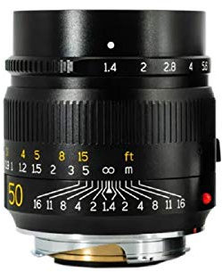 TTArtisan 50 mm F1.4 ASPH Kameraobjektiv, manueller Vollbild, M-Mount-Objektiv, kompatibel mit Leica M-Mount Kameras M1 M-2 mit großer Blende