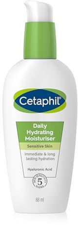 Cetaphil Daily Hydrating Lightweight Facial Moisturizer For Sensitive Skin, parfümfrei, mit Hyaluronsäure, weiß, 88 ml