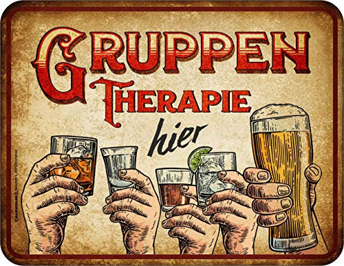 Original RAHMENLOS Deko Blechschild - Hier Gruppentherapie