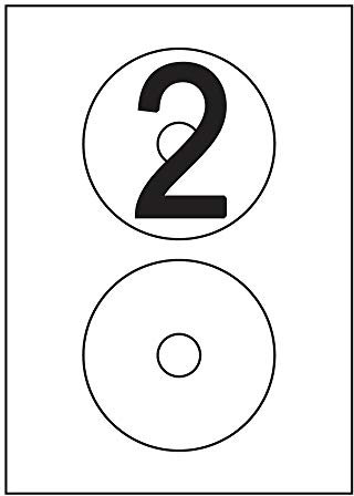 100 Blatt CD Etiketten Selbstklebend 117/41 200 Stück DIN A4 permanent haftend blickdicht bedruckbar Weiß - 2 Stück pro Blatt