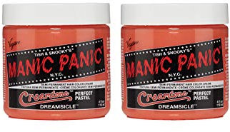 Tinte semipermanente para el cabello Manic Panic Dreamsicle Pastel Crème Classic, vegano y sin cruauté, color naranja, 2 x 118 ml