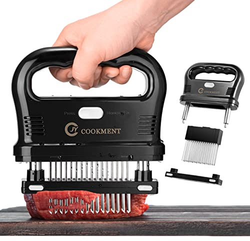 JY COOKMENT Meat Tenderizer Tool with 48 Stainless Steel Ultra Sharp Needle Blades, Detachable Kitchen Cooking Tool Best For Tenderizing, BBQ, Marinade