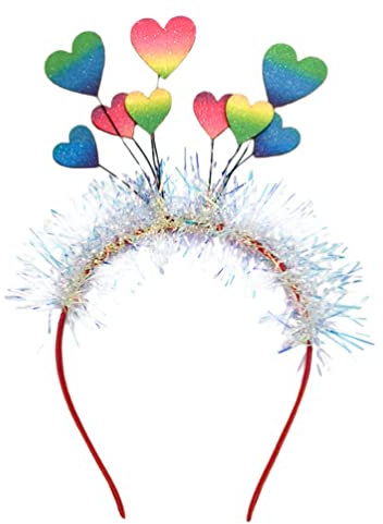 SOLUSTRE Dekoratives Stirnband Valentinstag Stirnband Pailletten Valentinstag Hair Hoop Regenbogen Herzform Haar Accessoires für Day Hochzeitsfeier
