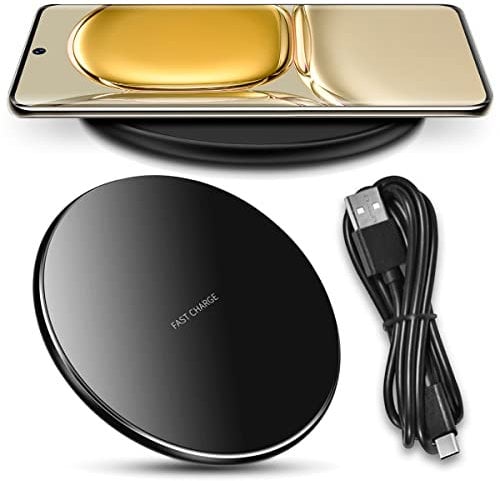 Wireless QI Ladegerät kompatibel für Huawei P50 P40 P30 Pro Plus Ladestation Kabellos 15W Induktives Universal Schnellladegerät Fast Charger, Farbe:Schwarz, Qi Handys:Huawei P40 Pro