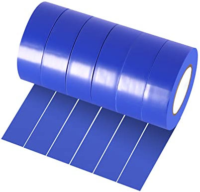 Xrkuu 6 Rolls Blue Electrical Tape, 18mm x 10m PVC Insulation Tape, Waterproof Strong Adhesive Electric Tape for Wire Projects, Insulating and Repair Broken Wires