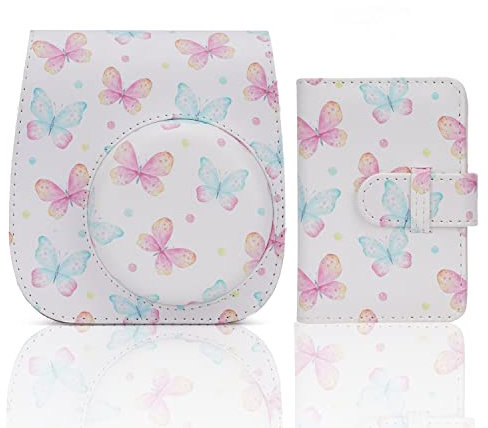 Frankmate Étui pour Appareil Photo instantané Compatible avec Fujifilm Instax Mini 11/9/8/8+ Sac en Cuir PU avec Poche et bandoulière réglable Mini Album Photo