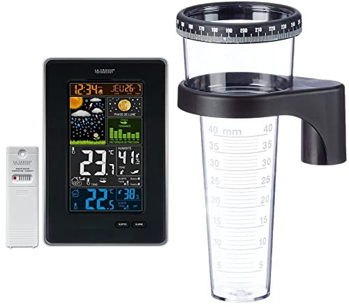 La Crosse Technology WS6835 Station Météo Colorée avec Phases de Lune - Noir & TFA Dostmann 47.1001 Pluviomètre
