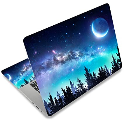 AIMSA Laptop Skin Sticker Decal, 12 13 13.3 14 15 15.4 15.6 inch Laptop Art Decal Protector Notebook Netbook PC 15.6 Universal Vinyl Cover, Forest Moon Sky