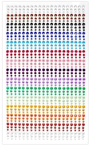Hanyousheng 900Pcs Strass Autocollant, 3mm, 4mm, 5mm Autocollants Multicolores en Paillettes Strass Autocollant, Acrylique Diamant Décorations, pour le Maquillage du Visage, Décoration Nail Art