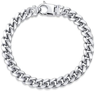 Amberta Männer Kubanisches Armband aus 925 Sterling Silber: Miami Herren Armkette