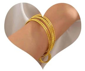 Inateannal Gold Armreifen-Armband-Set Für Frauen Stapelbar Dünnen Runden Armreif Indischen Ethnischen Mehrere Armreifen Armbänder Outfit Modeschmuck (6pcs)