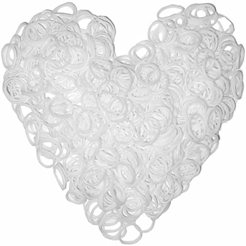Yowamho 900 White Rubber Band with 24 S-Clips and 1 Small Crochet, Elastic, Not Easy to Break