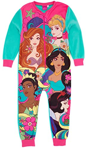 Disney Princess Onesie For Girls Pyjamas Fleece All in One Kids Pjs Zipped Loungewear Childrens Nightwear