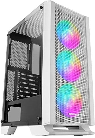 Mars Gaming MCC, Case PC ATX, Pannello Frontal Metal-Mesh, Vetro Temperato, 3 Ventole AAnteriori FRGB 120mm, Bianco