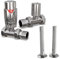 UK Radiators Chrome Thermostatic Radiator Valves and Straight Lockshield Valve - Polished Chrome Finish - Classy and Modern Design 1/2 x 15mm Straight Radiator Valves with 130mm Pipe Covers