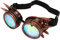 SPYMINNPOO Steampunk Brille, Halloween Kaleidoskop Rave Brille mit Regenbogen Kristalllinsen, Verstellbare Trippy Psychedelische Brille (Lila Bronze)