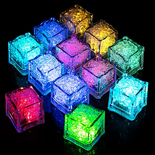 Jiosdo Kids Sensory Toys, 12PCS Led Light Up Bath Toys, Liquid Sensor | Sensory Bath Toys, Bathtub Toys Bath Lights, Light Up Ice Cubes for Bath