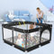 Djedjeo Laufgitter Baby 125x125cm Laufstall Baby Faltbar,Innen Baby Laufstall, Kinder Laufgitter mit Atmungsaktivem Netz, Playpen Baby mit Reißverschlusstür