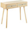 Beliani Console Claire en Rotin à 2 Tiroirs Design Scandinave Bureau Minimaliste Odell